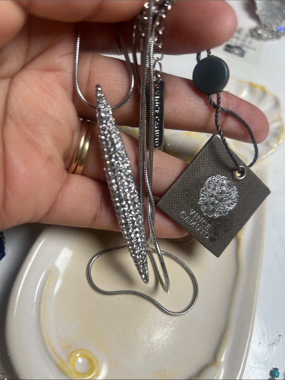 Vince Camuto Silver-Tone Crystal Spike Pendant Necklace